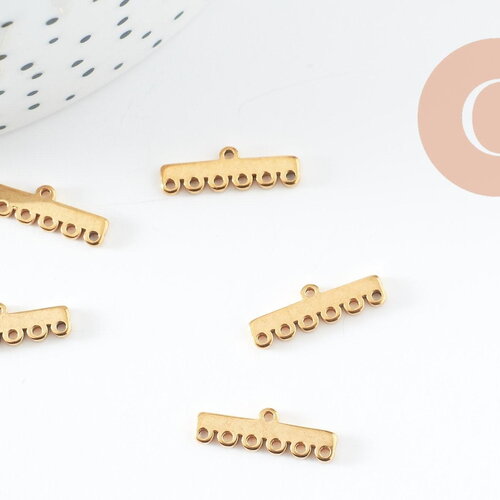 Intercalaire bracelet 7 rangs acier 304 inoxydable doré 16.5mm, des fournitures pour création bijoux, x2 g9760