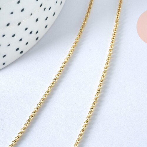 Chaine fine dorée rollo 14k, fourniture créative, chaine collier, chaine complète, dorure 14k,1.5 mm, 45cm, x1 g5800