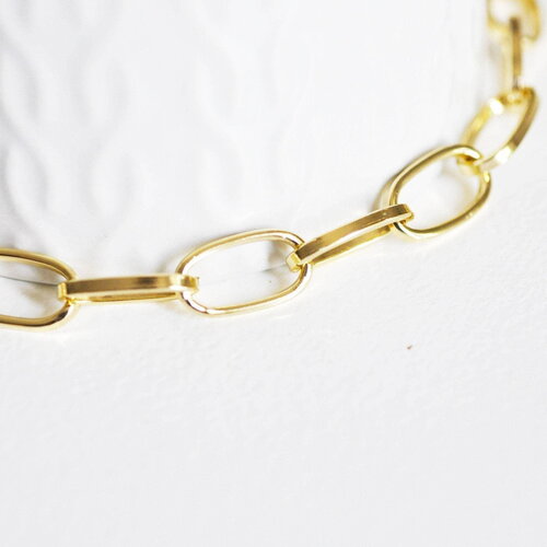 Chaine doré grosse maille aluminium doré,chaine collier,création bijoux,chaine large,15.5x8x1mm, x1 mètre (g2124)