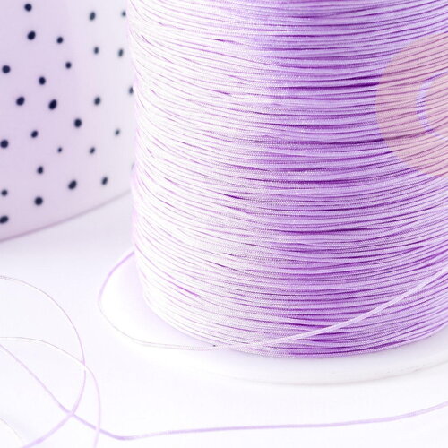 Cordon fil de jade violet clair polyester 0.5mm, cordon pour création de bijoux x1 mètre g9342