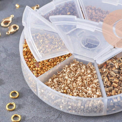 Kit de perles rocaille façon miyuki mix moccha doré, x1 (g9192)