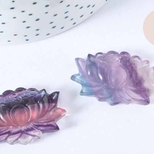 Pendentif fleur de lotus pierre fluorite naturelle 23mm, x1 (g7665)