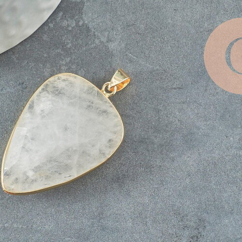 Pendentif ovale quartz,pendentif pour bijoux, pendentif pierre, pierre naturelle, quartz naturel,quartz blanc,création bijoux,40mm, x1 g1288