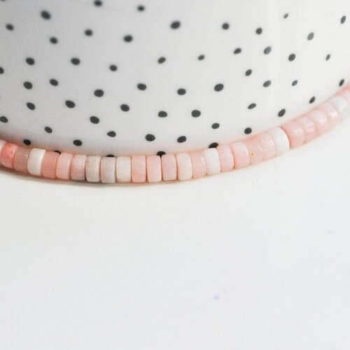 Perle rondelle heishi jade rose, jade naturel, perle pierre, 4.5mm ,fil de 160 perles, x1 (g3550)