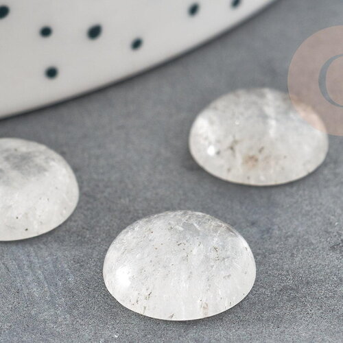 Cabochon rond cristal de roche,quartz naturel, cabochon cristal,pierre naturelle,12mm, x1 g5051