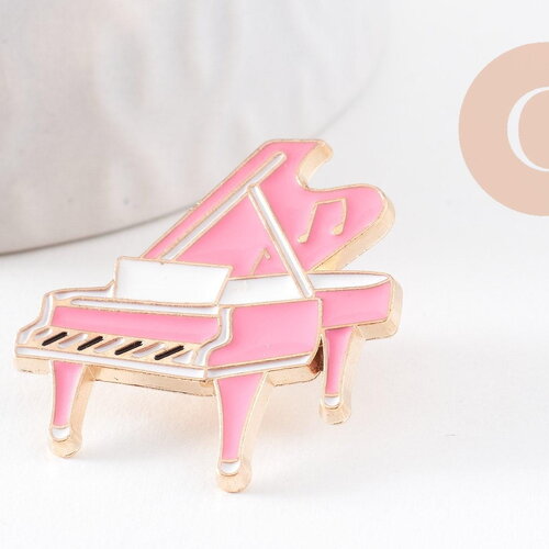 Broche pins piano doré émail doré 29mm,broche dorée, décoration veste, x1 (g10008)