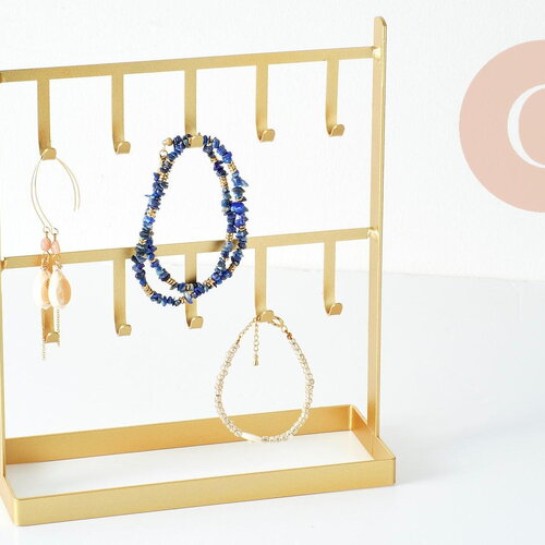 Présentoir à bijoux fer doré 24cm, présentoir pour rangement de bijoux, x1 g9452
