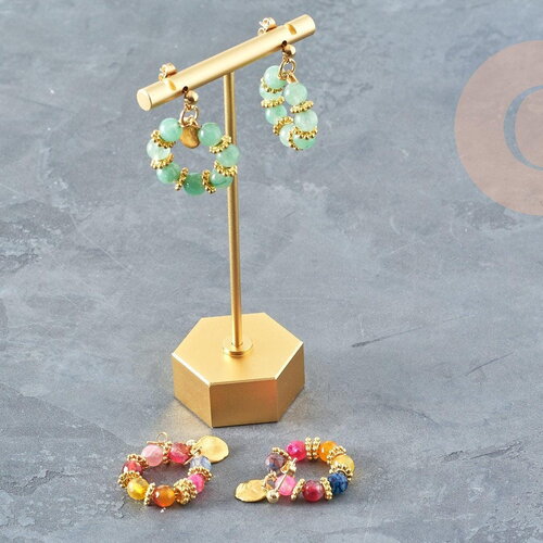 Présentoir bijoux boucles d'oreilles métal doré 11.6cm ou 13.6cm, x1 (g8944)