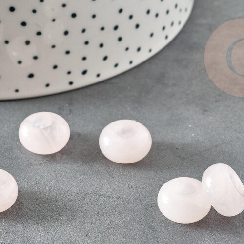Perle rondelle donut quartz rose naturel 14mm, rondelle pierre pour création bijoux x2 g9214