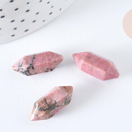 Pointe rhodochrosite naturelle non percée 19~22mm, pointe double, pierre naturelle polie,bijoux lithothérapie, x1 g7531