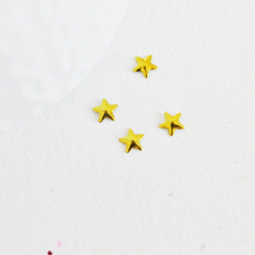 Etoile à coller zamac doré,fournitures à coller pour décorer pierres et bijoux,4mm, x10 g5324