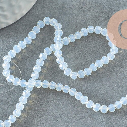 Perle abacus jade blanc, perle jade,pierre, pierre, jade facette,4x2mm,fil 35cm, x1 (g3630)