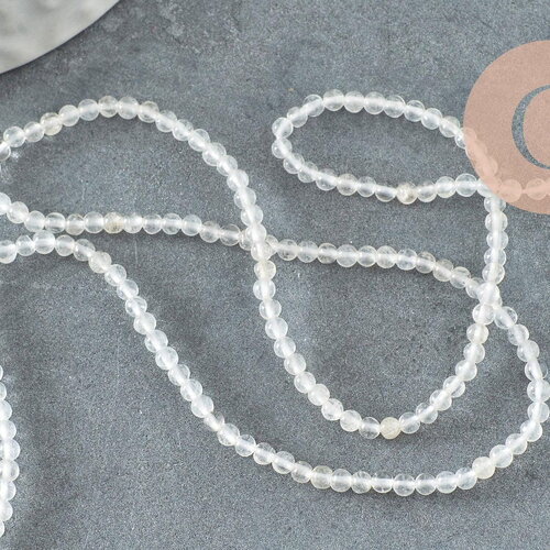Perle jade blanche, fourniture créative, jade naturelle,jade,2mm,fil de 40 cm, x1 (g3101)