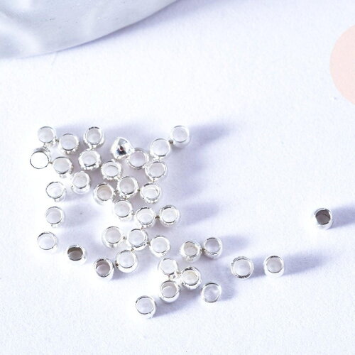 Perles à écraser laiton argenté 2.5x1.5mm, x5 grammes (g6866)
