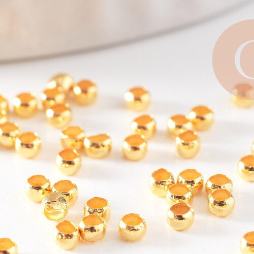Perles à écraser dorées 2x1mm, fournitures créatives, perles dorées, laiton doré, x 5gr, (g1881)