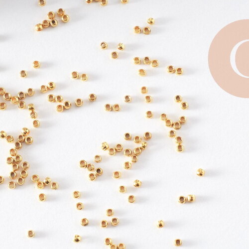 Perles à écraser dorées, perles dorées, création bijoux, laiton doré, 1.5mm, x 5gr (g1608)
