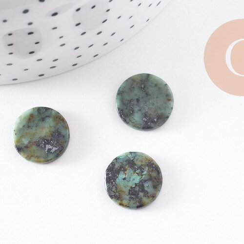 Cabochon disque rond turquoise africaine naturelle 15mm, x1 (g10213)