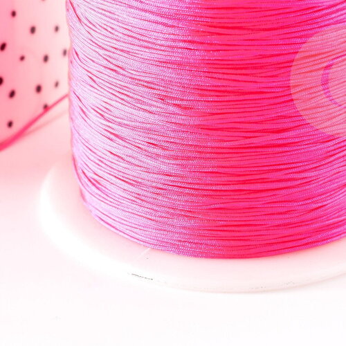 Cordon fil de jade rose fluorescent polyester 0.5mm, cordon pour création de bijoux x1 mètre g9337