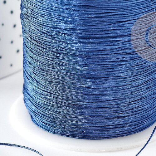 Cordon fil de jade bleu marine polyester 0.5mm, cordon pour création de bijoux x1 mètre g9332