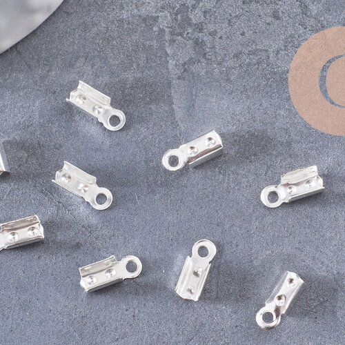 Embouts corde argenté pincer 10mm, x50 (4.6g) (g1400)