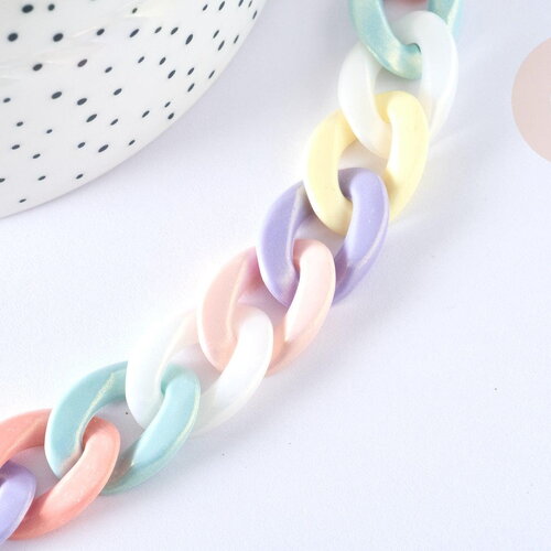 Chaîne gourmette acrylique couleur pastel 24mm, chaîne acrylique pour creation de bijoux, 24mm, x1 mètre, x1 g7064
