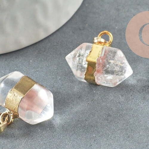 Pendentif pointe cristal transparent,fourniture créative,pendentif bijoux, pendentif pierre,cristal naturel, pendentif cristal,22mm, x1 g083