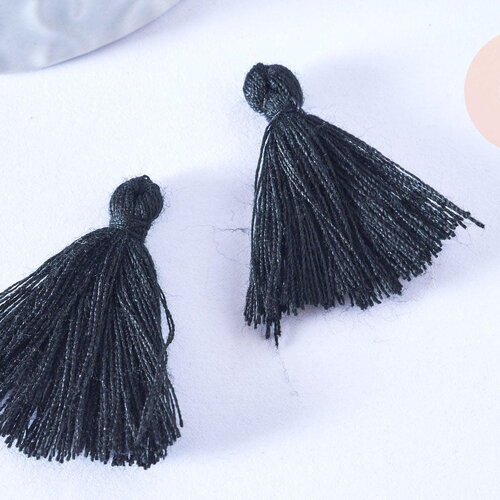 Pompon noir coton,fournitures créatives,décoration pompon,accessoire coton, coton noir,28mm, x5 g0414
