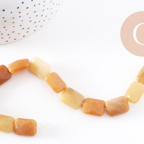 Perle rectangle jade jaune, pierre précieuse, pierre naturelle, jade naturel, 16mm, fil de 21cm, x1 (g2742)