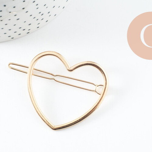 Support barrette coeur zamac doré 48.5mm, x1 (g4387)