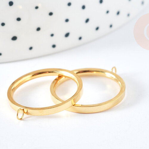 Support de bague avec anneau doré acier 304 inoxydable 17.3mm, x1 (g8444)