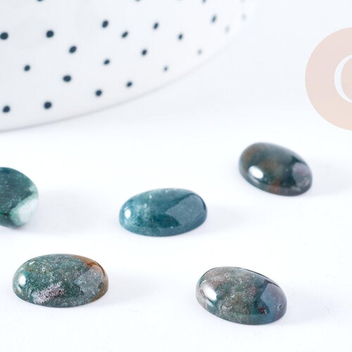 Cabochon ovale agate verte naturelle 14x10mm, cabochon création bijoux pierre, x1 (g8669)
