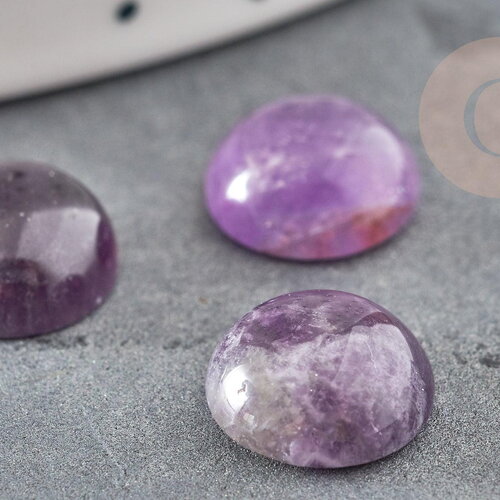 Cabochon rond amethyste, cabochon pierre, cabochon violet, amethyste naturelle,10mm, x1 g0318