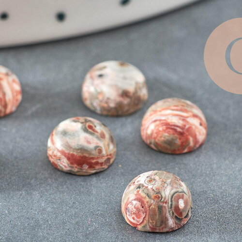 Cabochon rond jaspe marbré naturel 8mm, x1 (g2231)