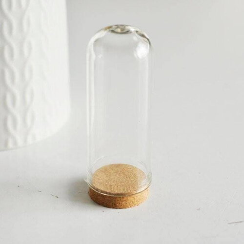 Mini cloche en verre et support en liège 71.5mm, x1 (g1890)