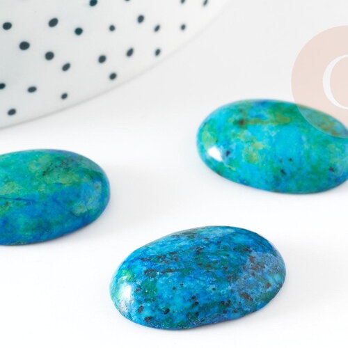 Cabochon ovale jaspe sésame bleu naturel 25x18mm, x1 (g2908)