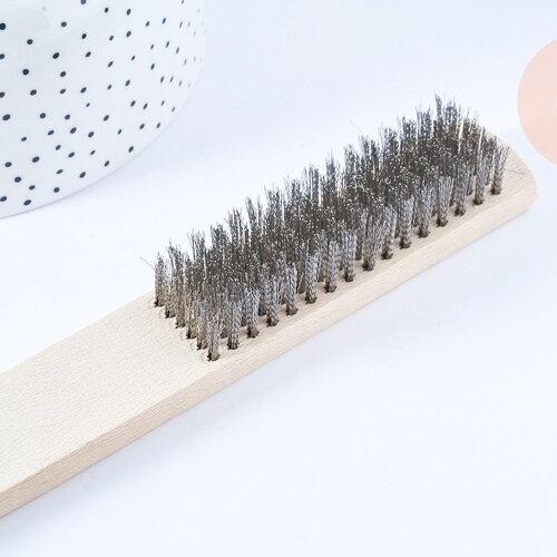 Brosse métallique nettoyage bijoux en bois et acier inoxydable 20 mm, x1 g7065