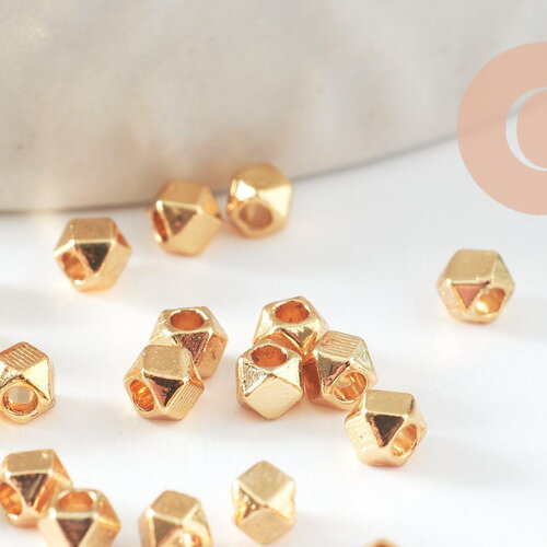 Perles intercalaires facettées zamac doré 2.5mm, x50 (g9831)