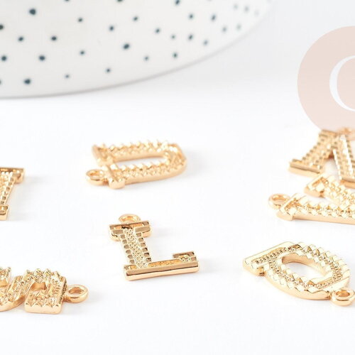 Pendentif lettre zamac doré 18k,pendentif initale lettre mot prenom,20.5mm, x1 g5256