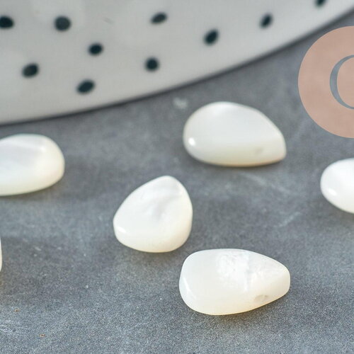 Pendentif goutte nacre naturelle,perle goutte,nacre naturelle,coquillage noir,création bijoux,9.5mm, x5 g6691