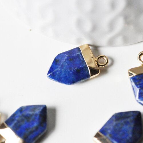 Pendentif pointe lapis lazulis bleu, pendentif , bijou pendentif pierre lapis lazulis naturel, pendentif bleu,19mm, x1 (g4874)