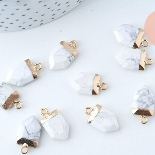 Pendentif pointe howlite naturelle 19mm, pendentif, bijou pierre,pendentif pierre marbrée howlite naturelle, x1 g6041