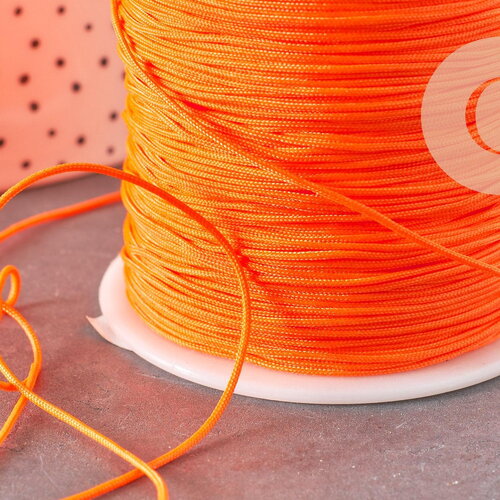 Cordon polyester orange fluorescent, fabrication bijoux,fourniture créative, scrapbooking, 0.7mm, x 5mètres g5814