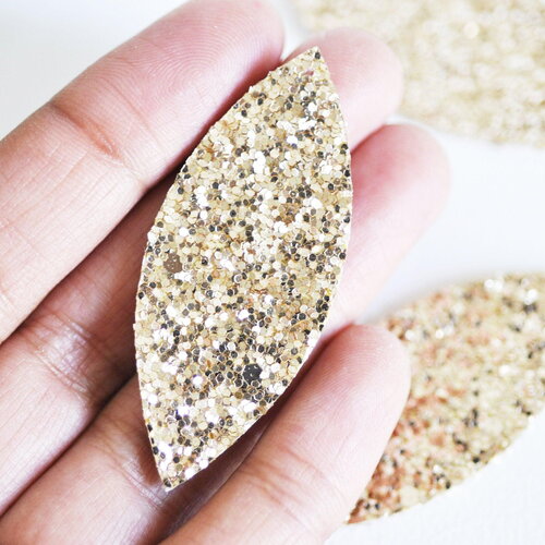 Pétale simili cuir paillettes doré fourniture créative,cuir synthétique,fabrication coiffure, accessoire mariage, 57.5mm, x 10 g4793