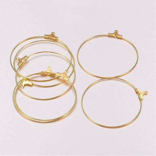 Anneaux créoles dorés 40mm, boucles oreilles x20 (g0387)
