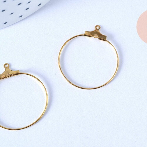 Anneaux créoles dorés 30x25mm, boucles oreilles, x10 (g6787)