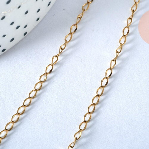 Chaine complète acier dorée 14k,chaine collier,sans nickel,chaine fantaisie,acier doré, chaine complète,2.4mm,41cm, x1 g6806
