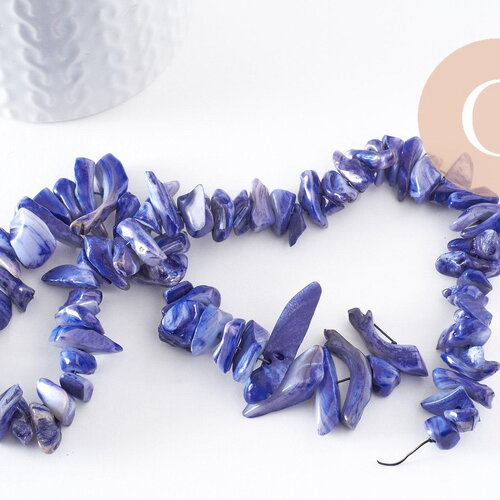 Perles en coquillage bleu, fournitures créatives,perles coquillage,coquillage bleu, coquillage naturel,fil de 40cm-(g1079)
