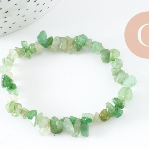 Bracelet élastique chips aventurine verte naturelle 50mm, x1 (g5668)