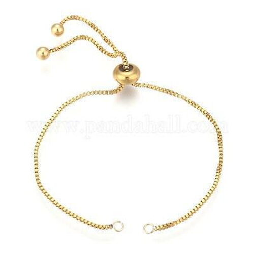 Bracelet réglable acier doré 14k chaine vénitienne 22cm,création bijoux sans nickel,bracelet acier inoxydable , x1 g5686