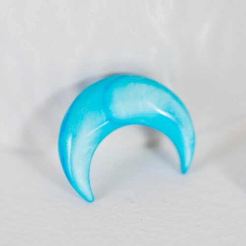 Lune nacre naturelle bleue, pendentif lune, coquillage naturel,non percé, création bijoux,pendentif nacre,18x19mm, x1 g0343
